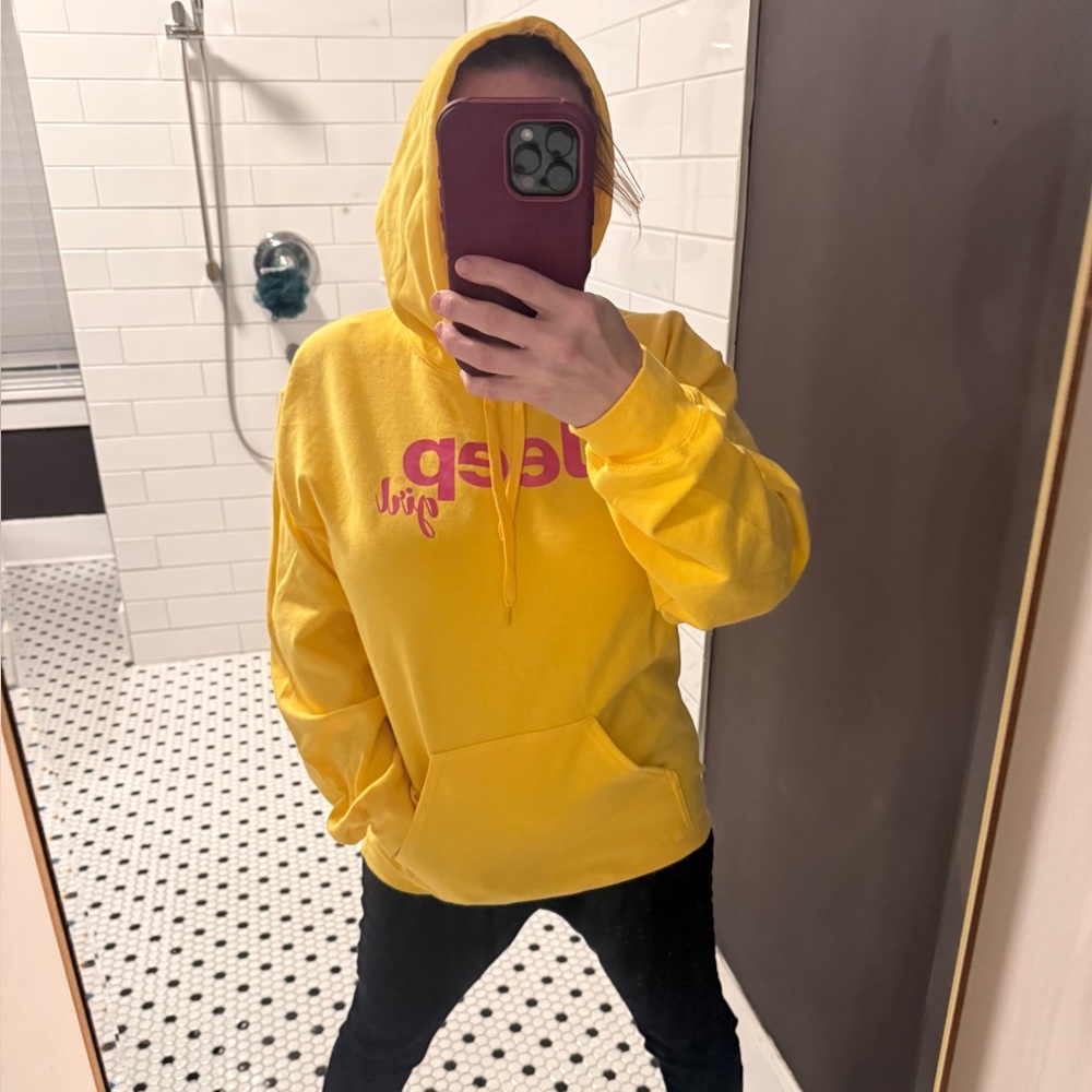 Jeep Girl Yellow Hoodie with Pink Logo